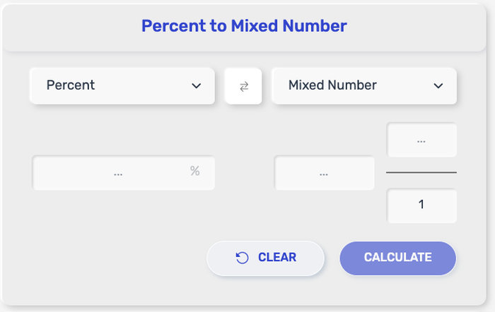 Percent to Mixed Number Calculator